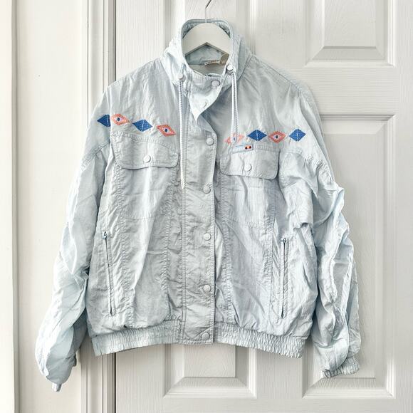 Ellesse Vintage Light Shimmery Blue Diamond Stitched Windbreaker Jacket Meidum - Picture 1 of 15